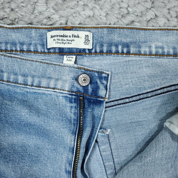 Abercrombie Curve Love 90s Slim Straight Ultra High Rise Jeans Blue Size 20 35 - Picture 4 of 7
